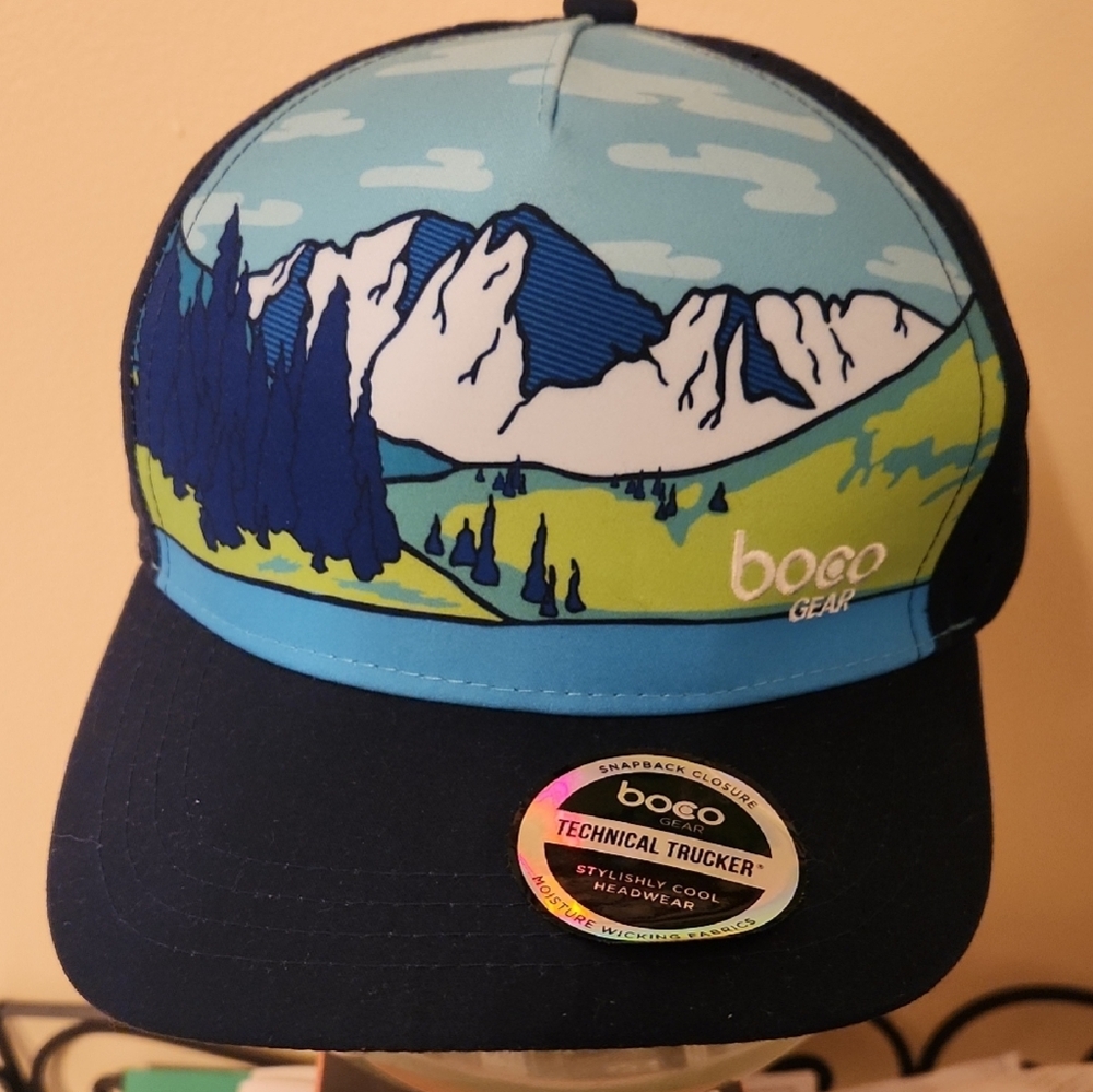 BOCO Gear Blue and Green Mountain Trucker Hat
